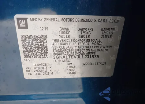 2020 GMC Terrain Awd Sle из США, поврежденный, VIN 3GKALTEV3LL231875